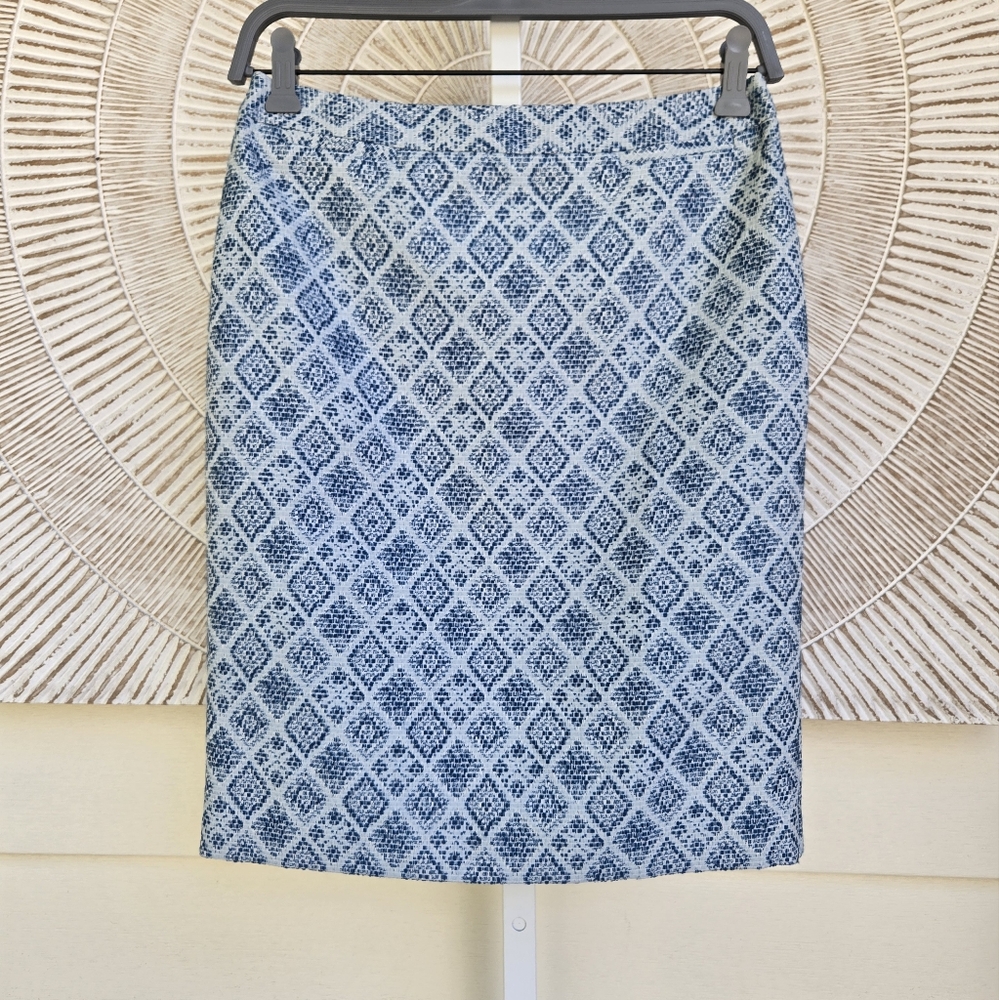 Halogen Blue Patterned Pencil Skirt Sz 2